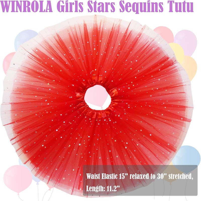 WINROLA Girls Stars Sequins Tutu Skirt Princess Ballet Dance Tutu Dress 3 Layered Halloween Christmas Tutu - Image 2